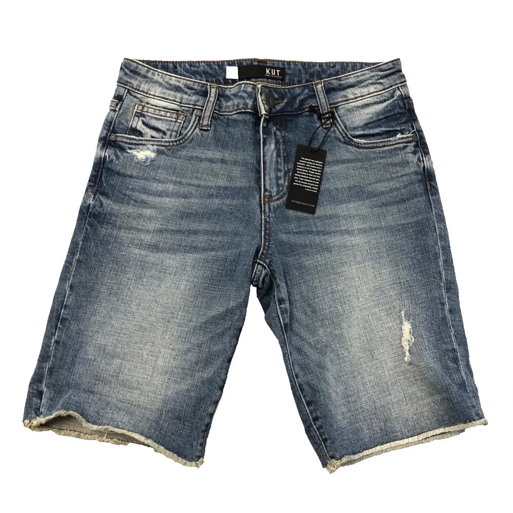Kut From The Kloth Sophie Bermuda Jean Shorts Womens 2 Blue Denim Cut Off New